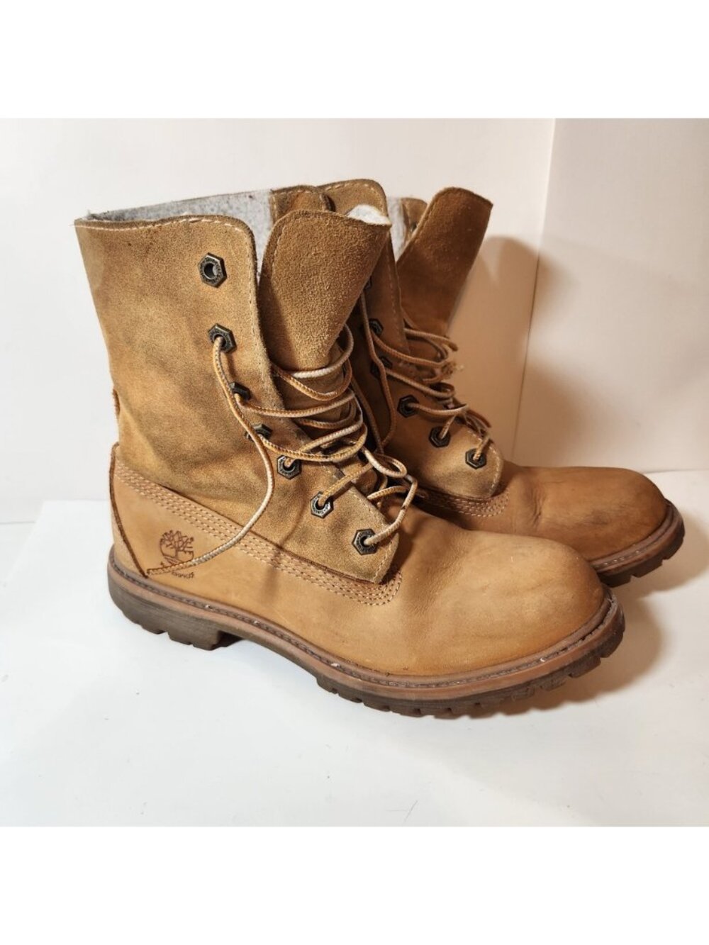 Timberland Womens Wheat Waterproof Fleece Lined Lace Up Nubuck Leather Boots‎